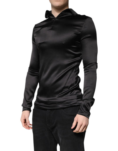 Pull col roulé en soie noire Dolce &amp; Gabbana pour homme