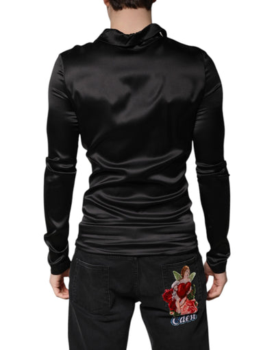 Pull col roulé en soie noire Dolce &amp; Gabbana pour homme