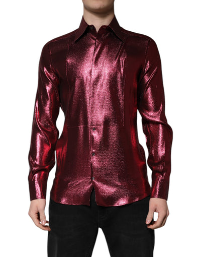 Chemise habillée en coton rouge métallisé Dolce &amp; Gabbana