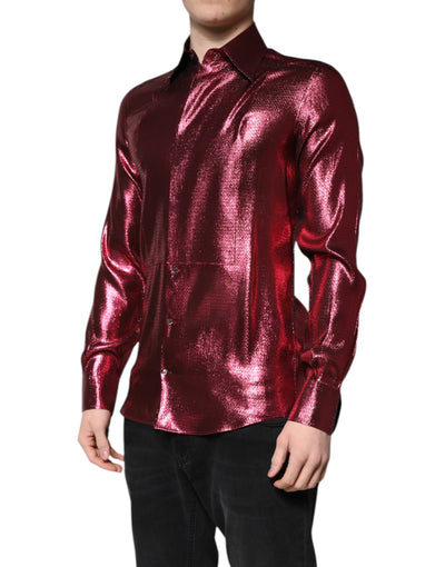 Chemise habillée en coton rouge métallisé Dolce &amp; Gabbana