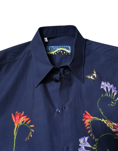 Dolce & Gabbana Blue Rabbit Print Long Sleeve Shirt