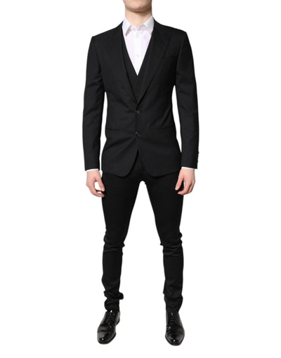 Blazer formel noir à simple boutonnage avec gilet Dolce &amp; Gabbana