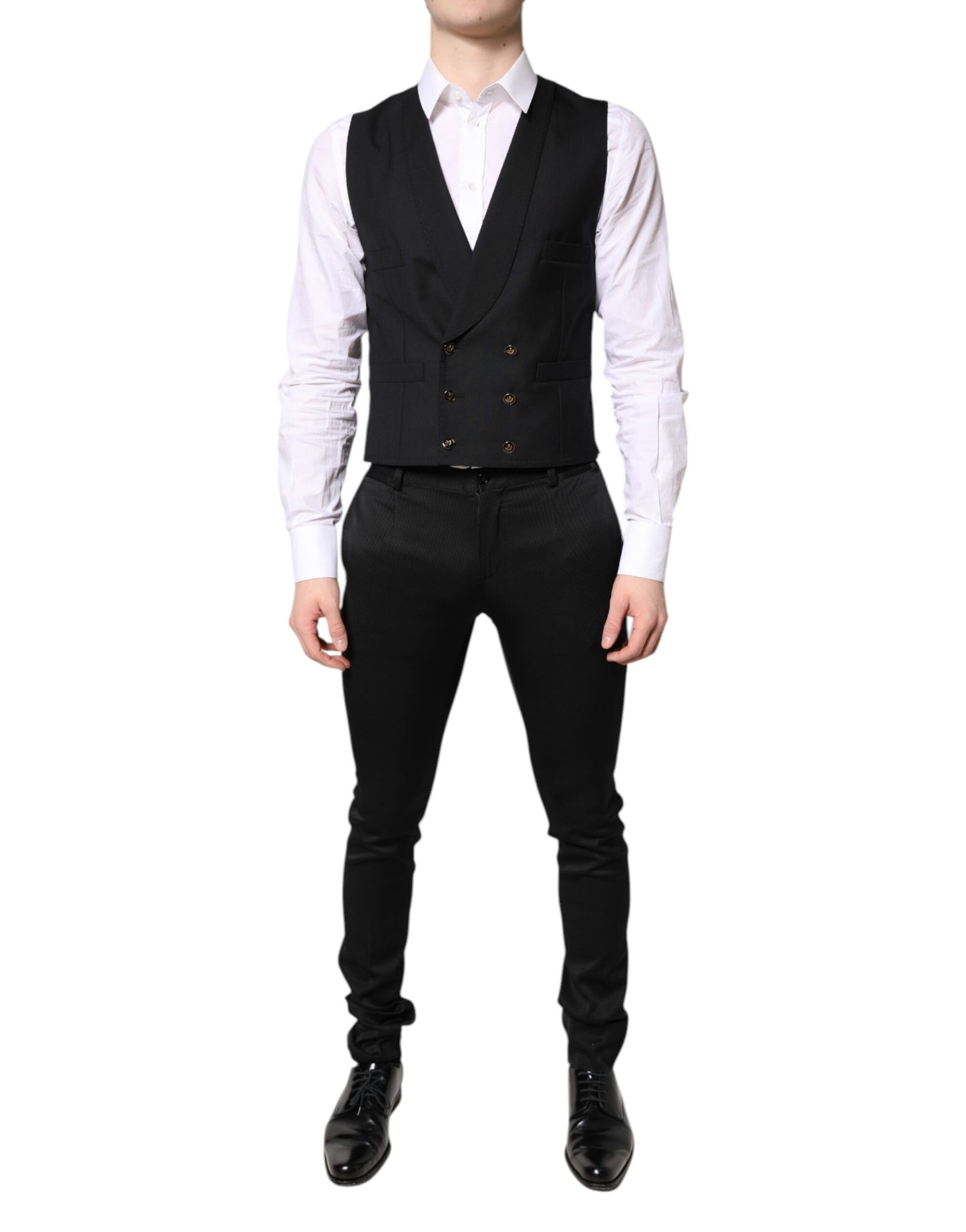 Blazer formel noir à simple boutonnage avec gilet Dolce &amp; Gabbana