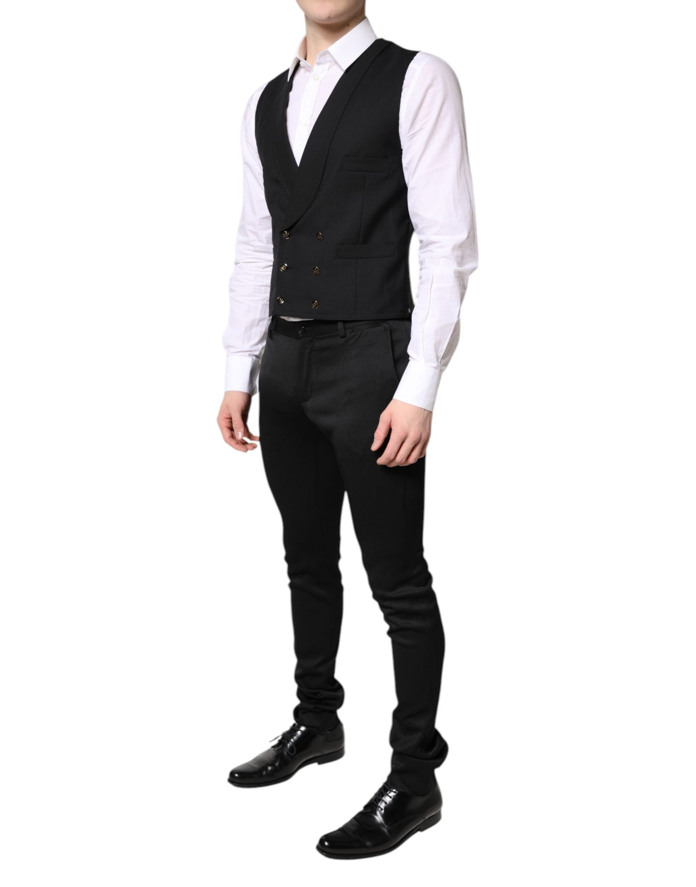 Blazer formel noir à simple boutonnage avec gilet Dolce &amp; Gabbana
