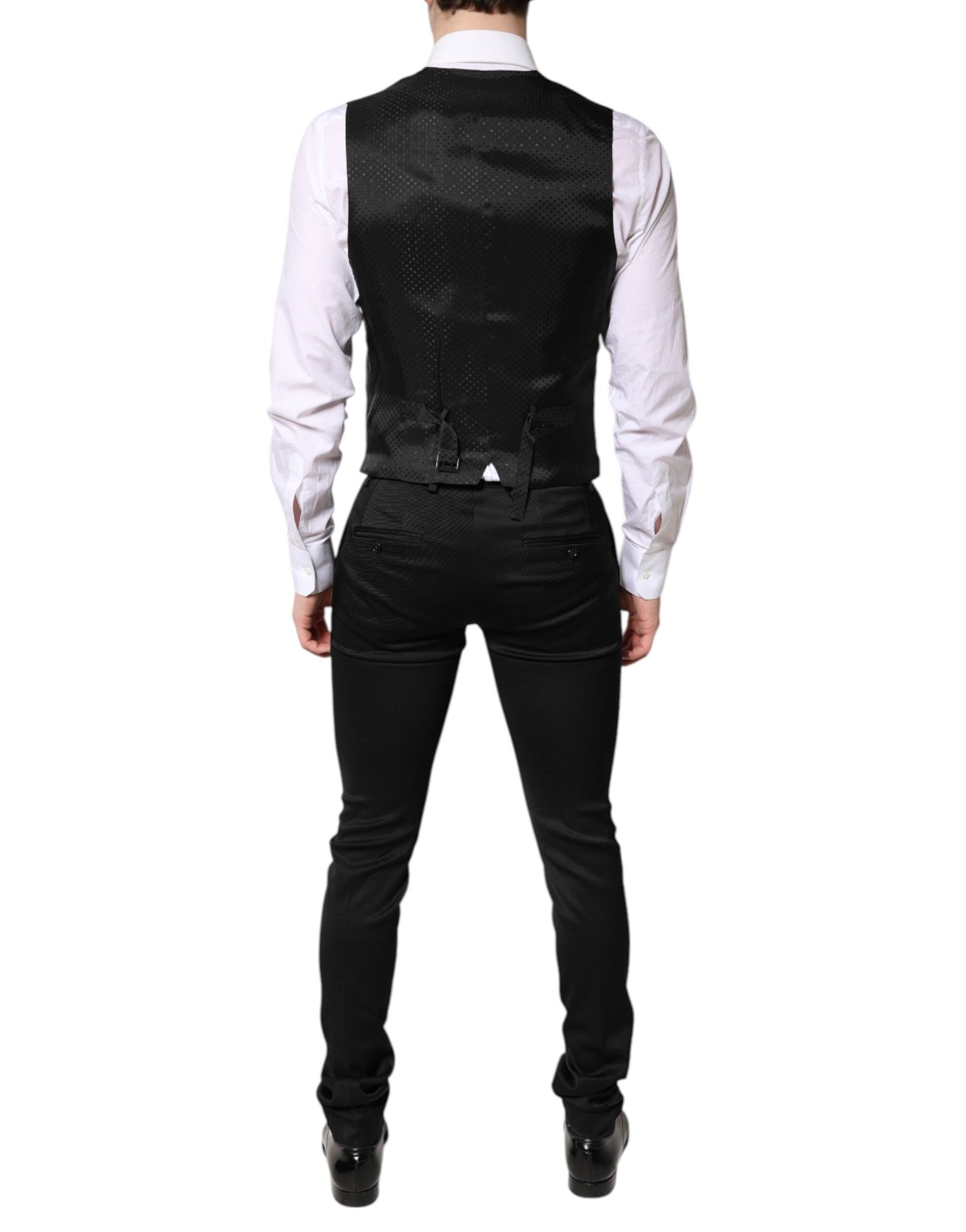 Blazer formel noir à simple boutonnage avec gilet Dolce &amp; Gabbana