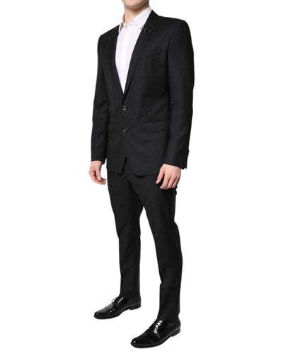 Costume 2 pièces simple boutonnage en laine noire Dolce &amp; Gabbana