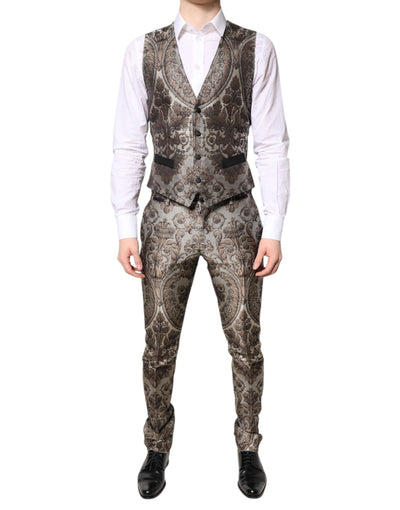 Costume 3 pièces simple boutonnage en jacquard multicolore Dolce &amp; Gabbana