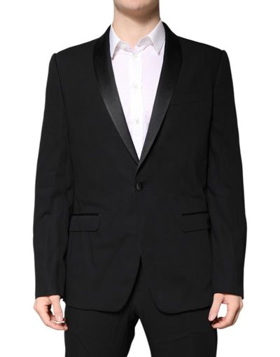 Costume 2 pièces simple boutonnage en laine noire Dolce &amp; Gabbana