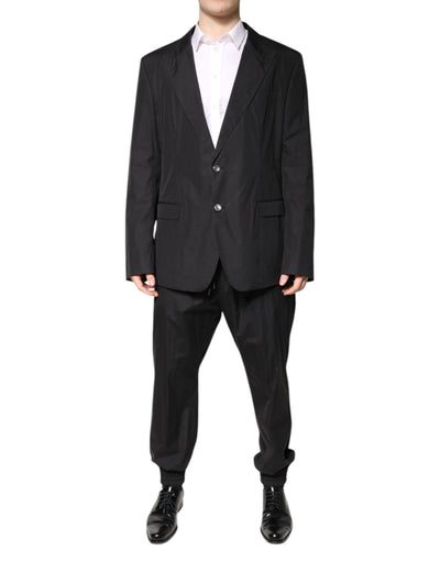 Costume 2 pièces simple boutonnage en coton noir Dolce &amp; Gabbana