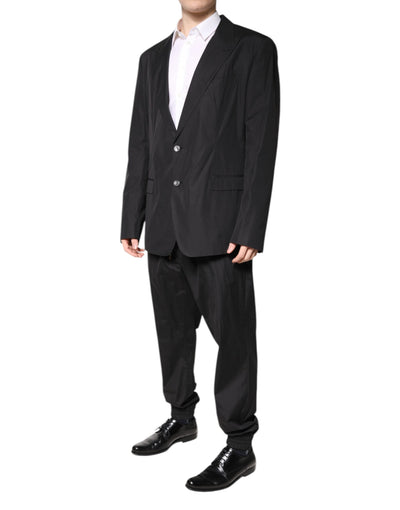 Costume 2 pièces simple boutonnage en coton noir Dolce &amp; Gabbana
