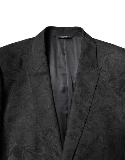 Costume 2 pièces Dolce &amp; Gabbana en jacquard fleuri en polyester noir