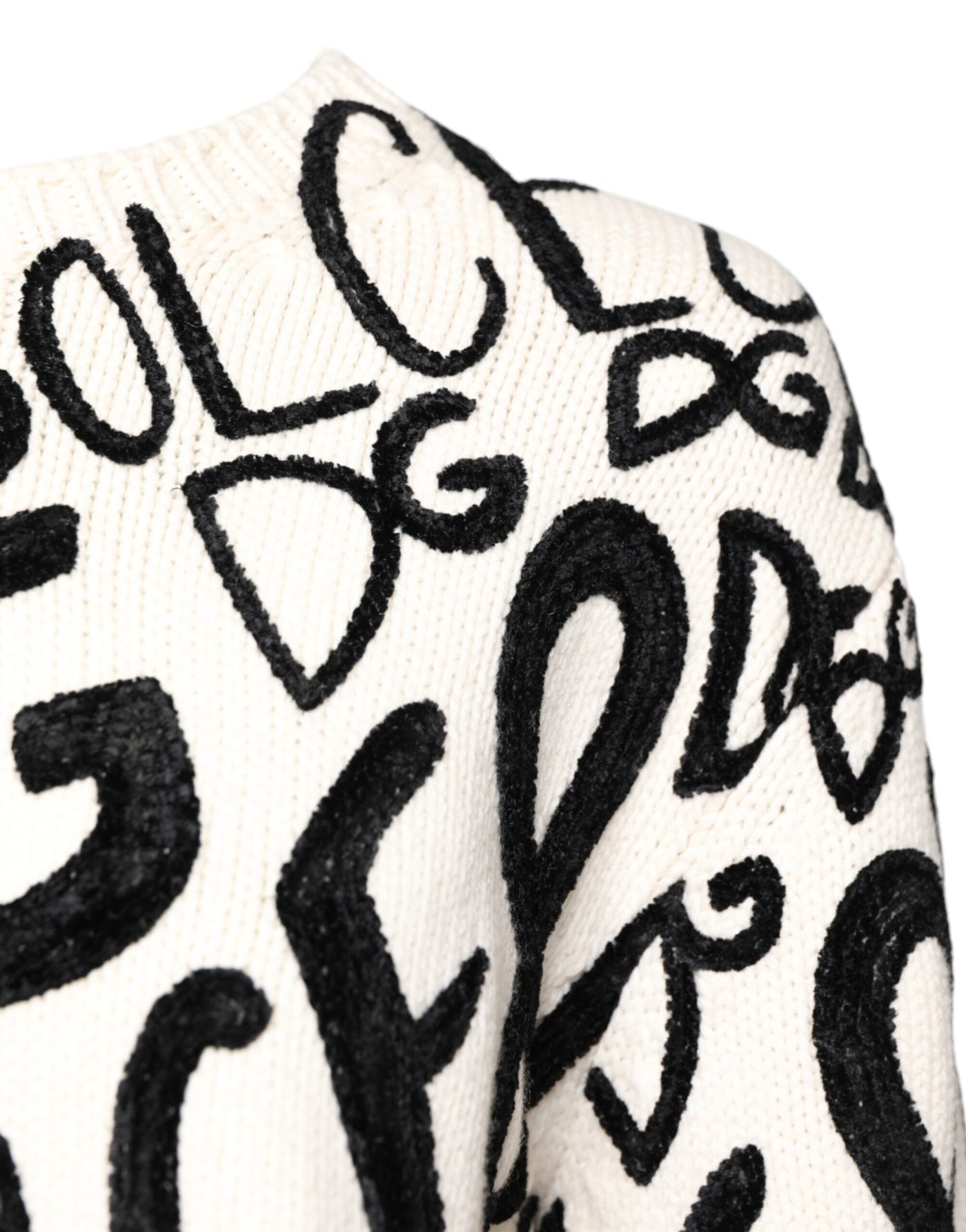 Pull Dolce &amp; Gabbana blanc et noir avec logo imprimé pour femme