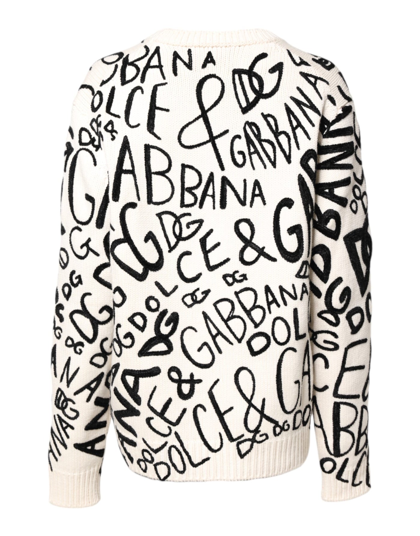 Pull Dolce &amp; Gabbana blanc et noir avec logo imprimé pour femme