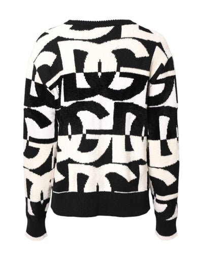 Dolce &amp; Gabbana Wit Zwart Logo Print Dames Pullover Trui