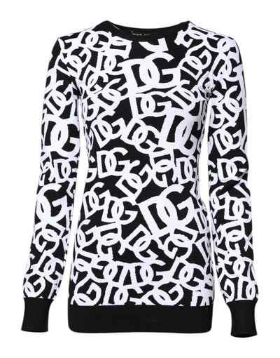 Pull Dolce &amp; Gabbana noir et blanc avec logo imprimé pour femme