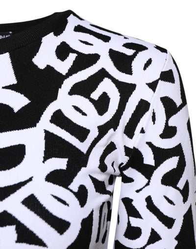 Pull Dolce &amp; Gabbana noir et blanc avec logo imprimé pour femme