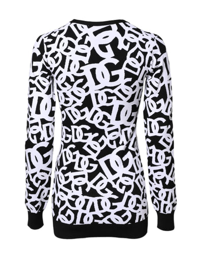 Pull Dolce &amp; Gabbana noir et blanc avec logo imprimé pour femme
