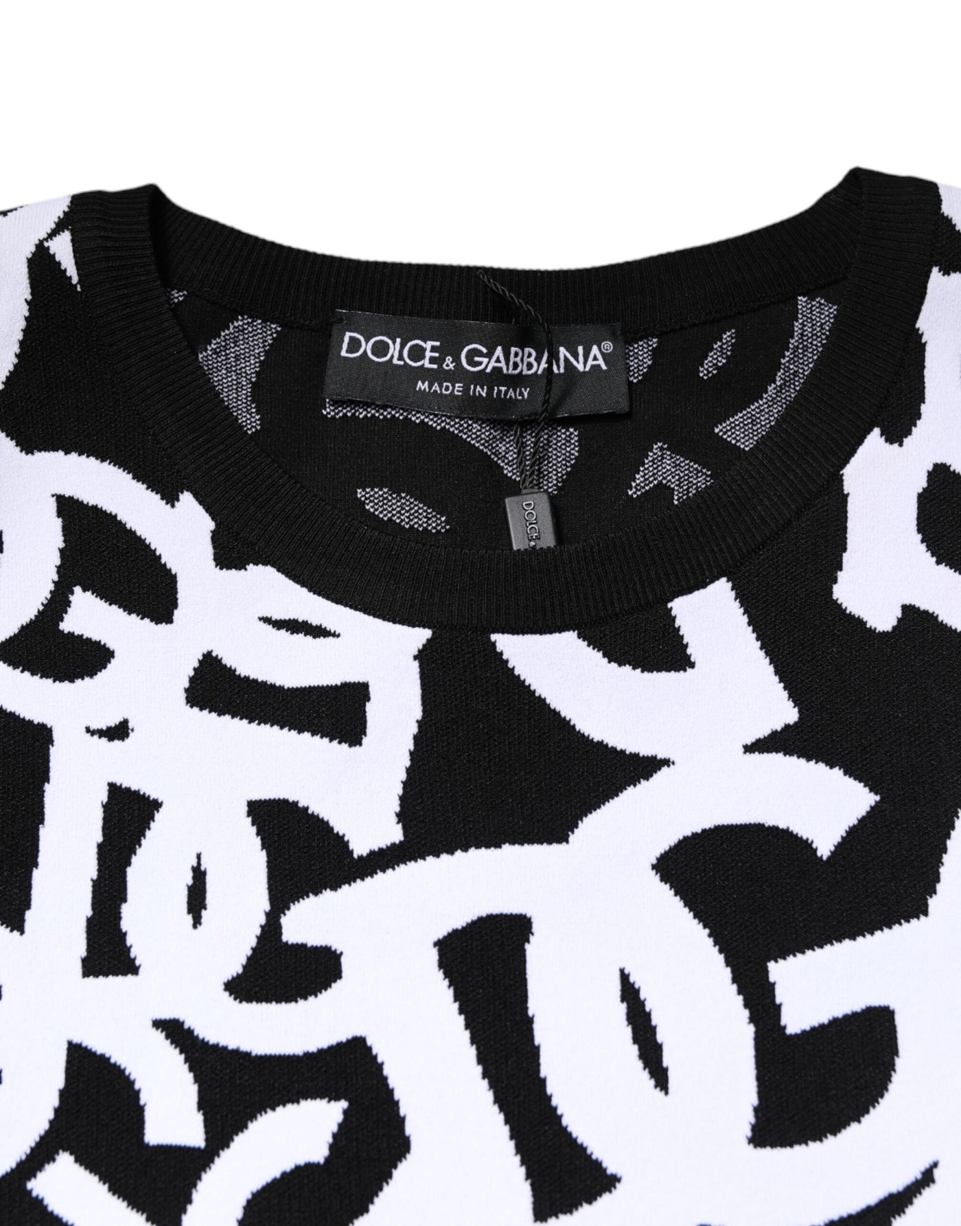 Pull Dolce &amp; Gabbana noir et blanc avec logo imprimé pour femme