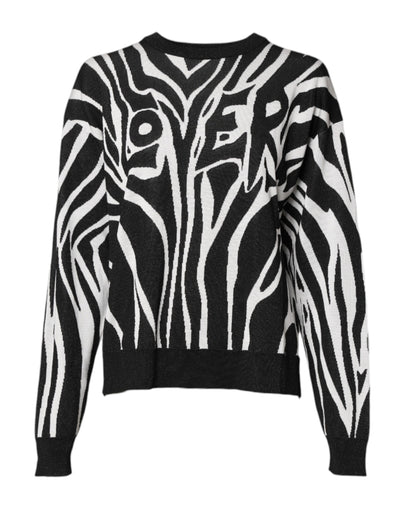 Dolce &amp; Gabbana Zwart Wit Print Dames Pullover Trui