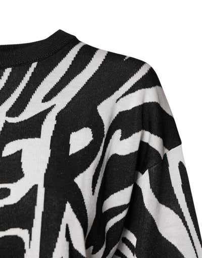 Dolce &amp; Gabbana Zwart Wit Print Dames Pullover Trui