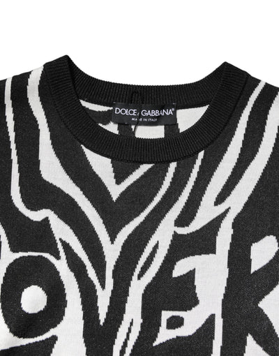 Dolce &amp; Gabbana Zwart Wit Print Dames Pullover Trui