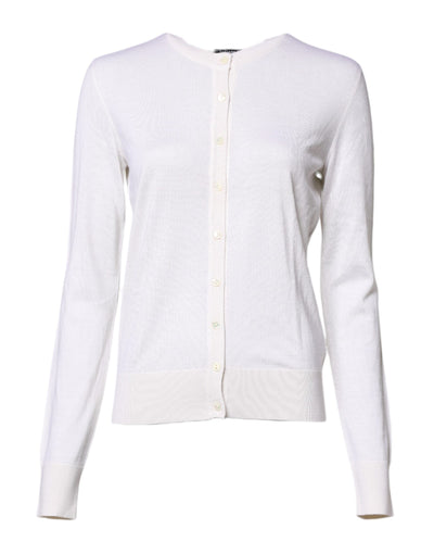 Dolce &amp; Gabbana Witte Kasjmier Ronde Hals Top Cardigan Trui