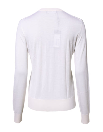 Dolce &amp; Gabbana Witte Kasjmier Ronde Hals Top Cardigan Trui