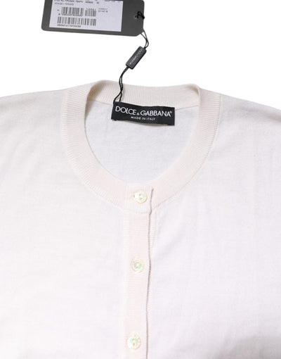 Dolce &amp; Gabbana Witte Kasjmier Ronde Hals Top Cardigan Trui