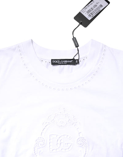 T-shirt ras du cou en coton blanc à logo floral Dolce &amp; Gabbana