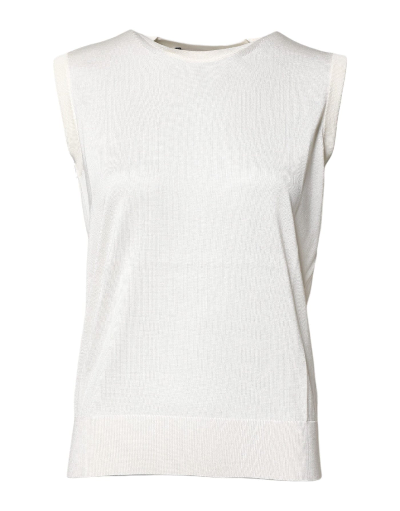 Dolce &amp; Gabbana Witte Zijden Tanktop met Ronde Hals en Mouwloos
