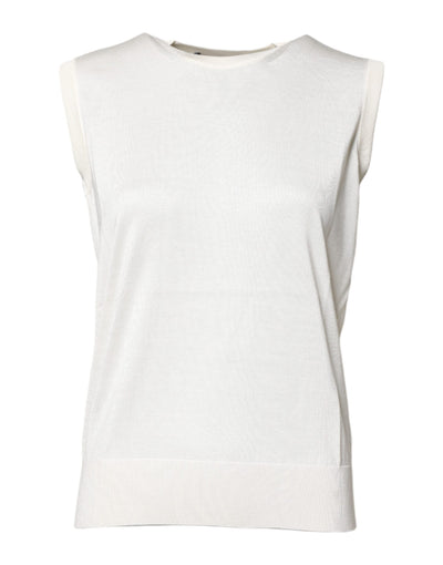Dolce &amp; Gabbana Witte Zijden Tanktop met Ronde Hals en Mouwloos