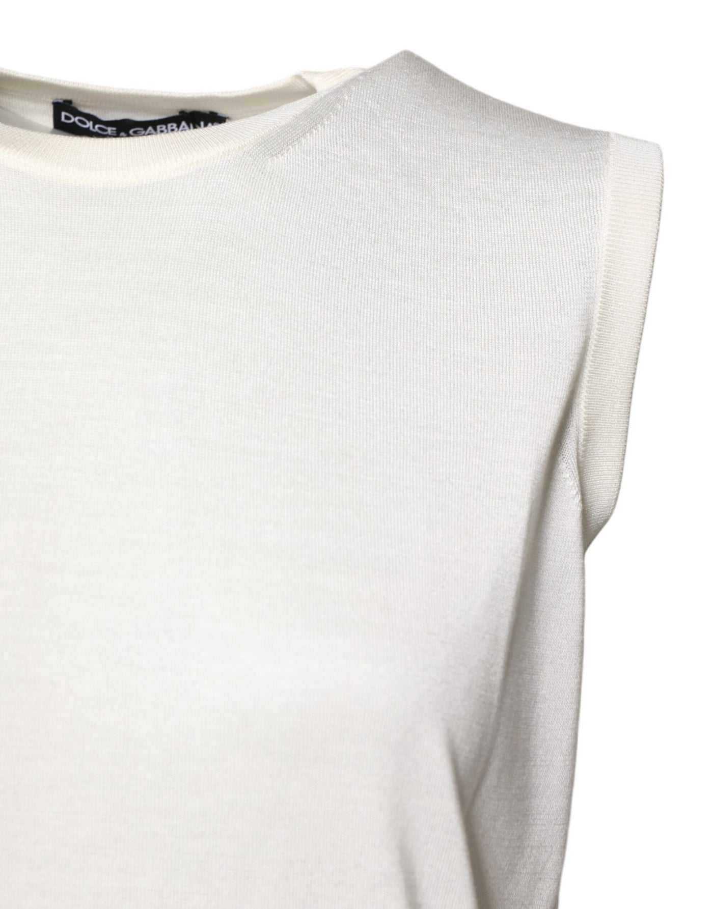 Dolce &amp; Gabbana Witte Zijden Tanktop met Ronde Hals en Mouwloos