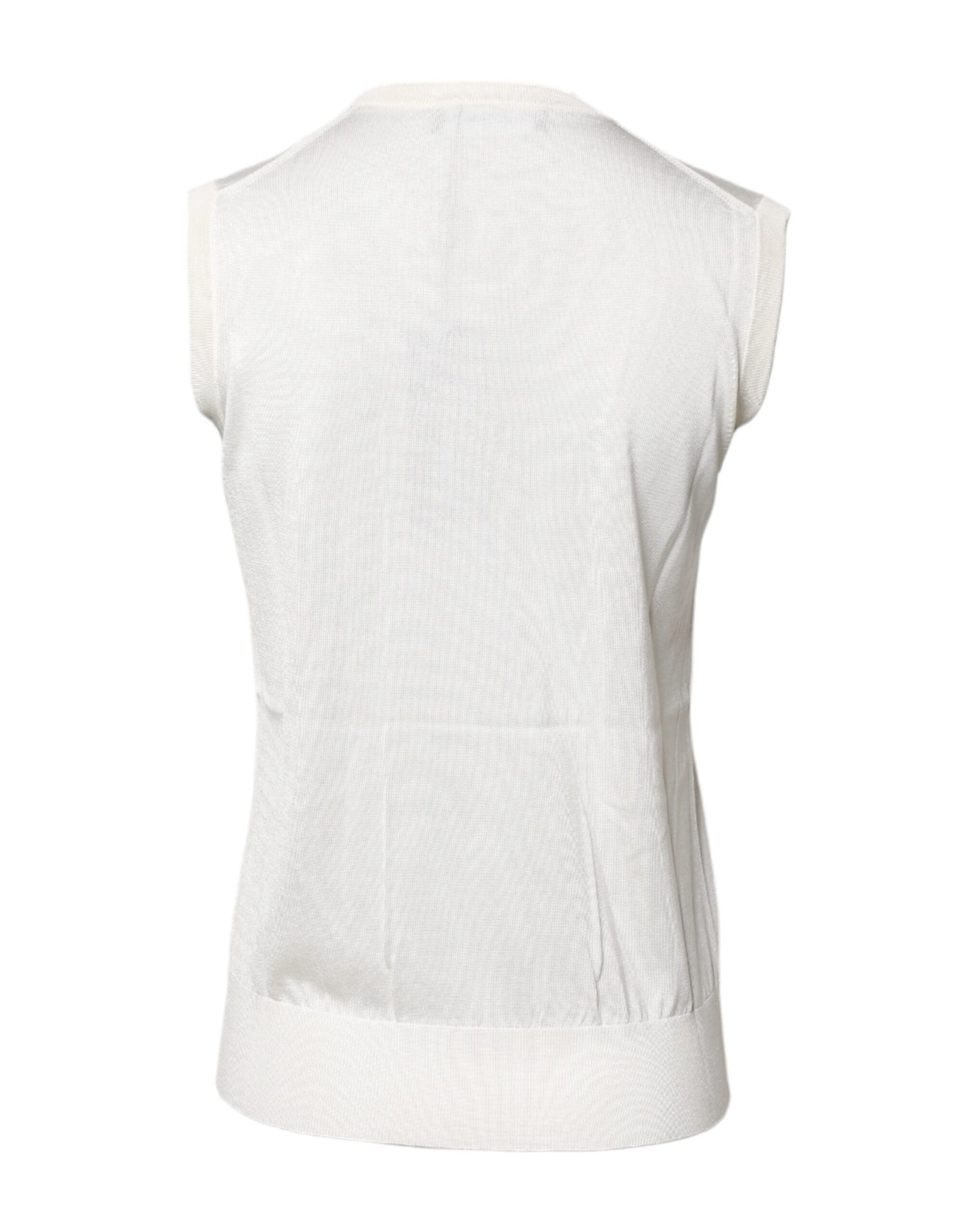 Dolce &amp; Gabbana Witte Zijden Tanktop met Ronde Hals en Mouwloos