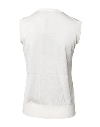Dolce &amp; Gabbana Witte Zijden Tanktop met Ronde Hals en Mouwloos