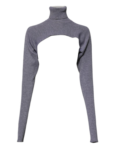 Dolce &amp; Gabbana Grijze Wollen Gebreide Turtleneck Cropped Top Trui