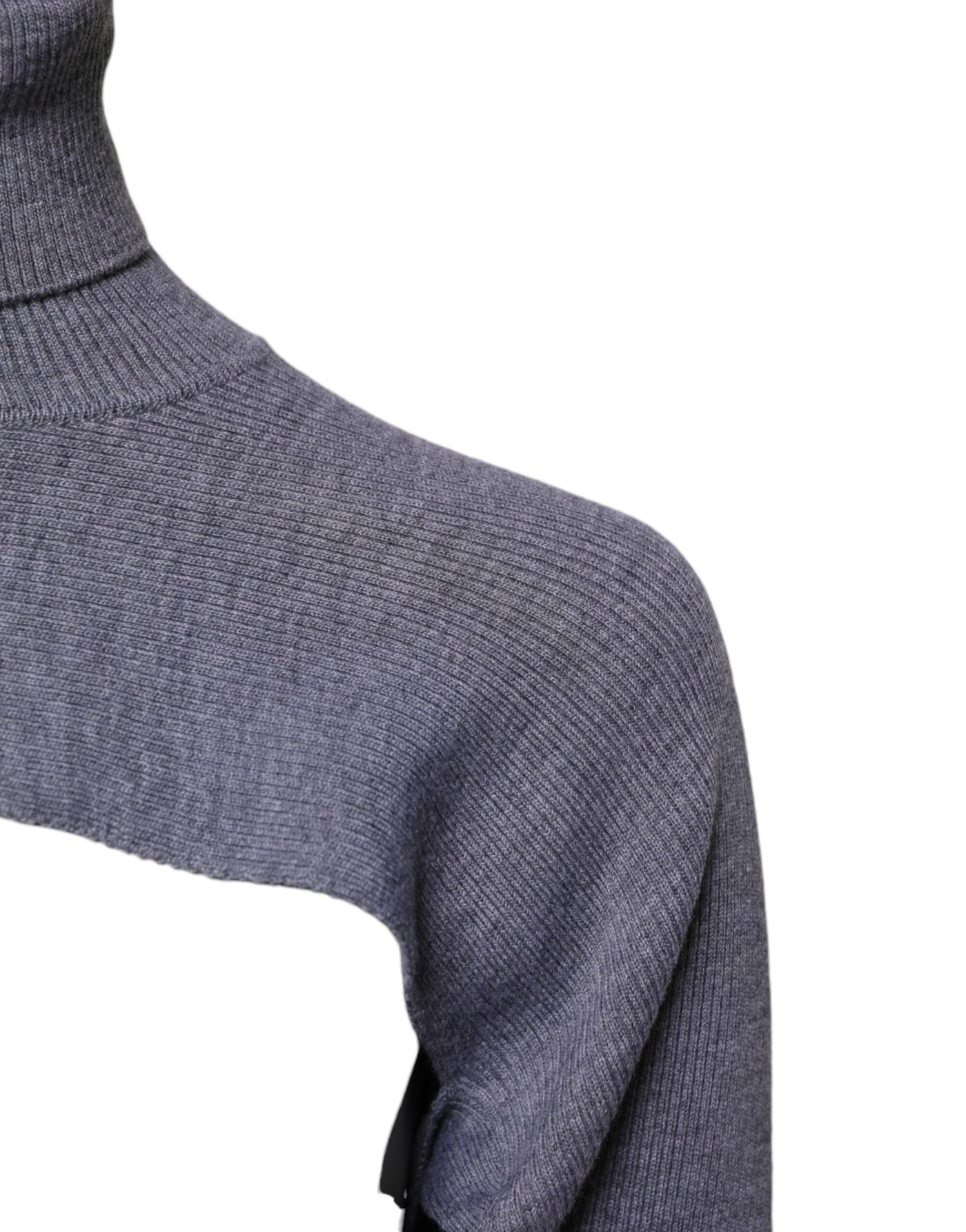Dolce &amp; Gabbana Grijze Wollen Gebreide Turtleneck Cropped Top Trui