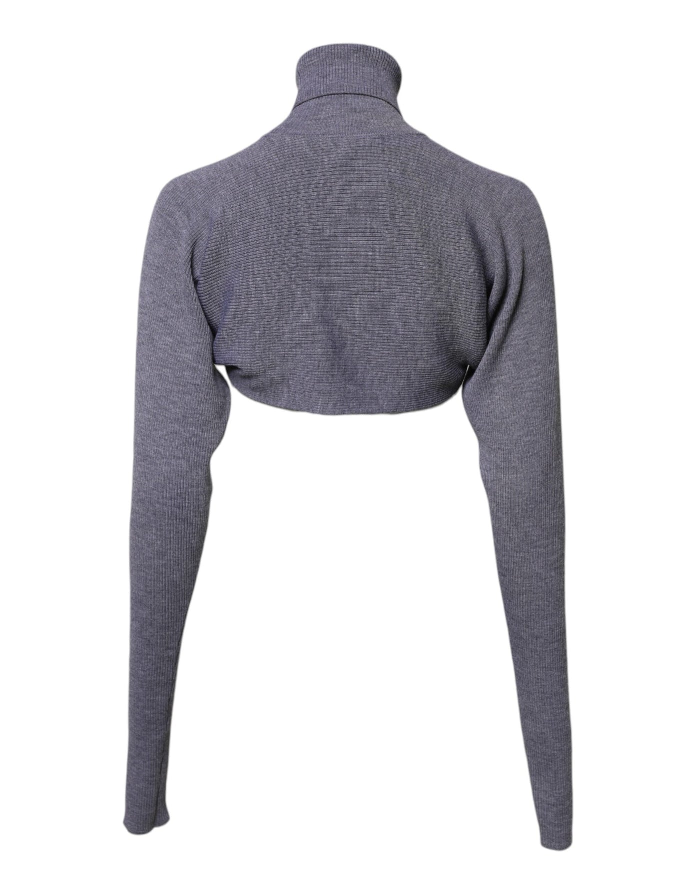 Dolce &amp; Gabbana Grijze Wollen Gebreide Turtleneck Cropped Top Trui