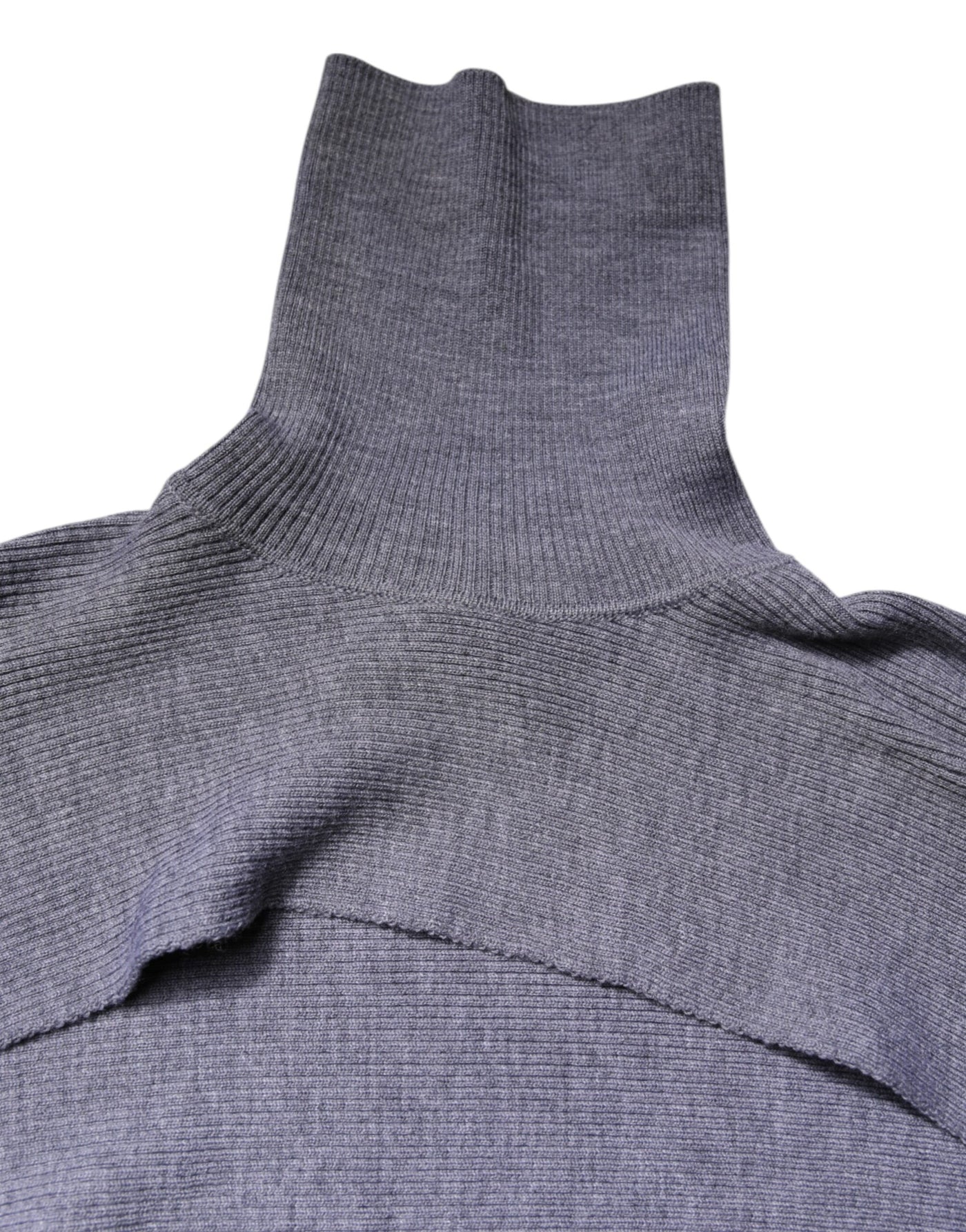 Dolce &amp; Gabbana Grijze Wollen Gebreide Turtleneck Cropped Top Trui