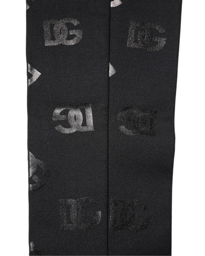 Manchettes extensibles en laine noire Dolce &amp; Gabbana avec logo DG et monogramme