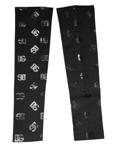 Manchettes extensibles en laine noire Dolce &amp; Gabbana avec logo DG et monogramme