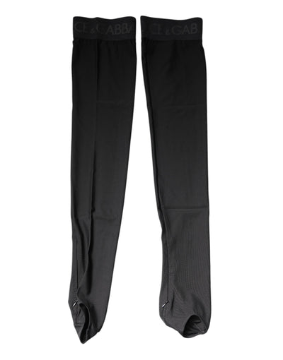 Dolce & Gabbana Black Viscose Stretch Over Calf Stockings Socks