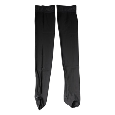 Dolce & Gabbana Black Viscose Stretch Over Calf Stockings Socks