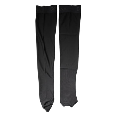 Dolce & Gabbana Black Viscose Stretch Over Calf Stockings Socks