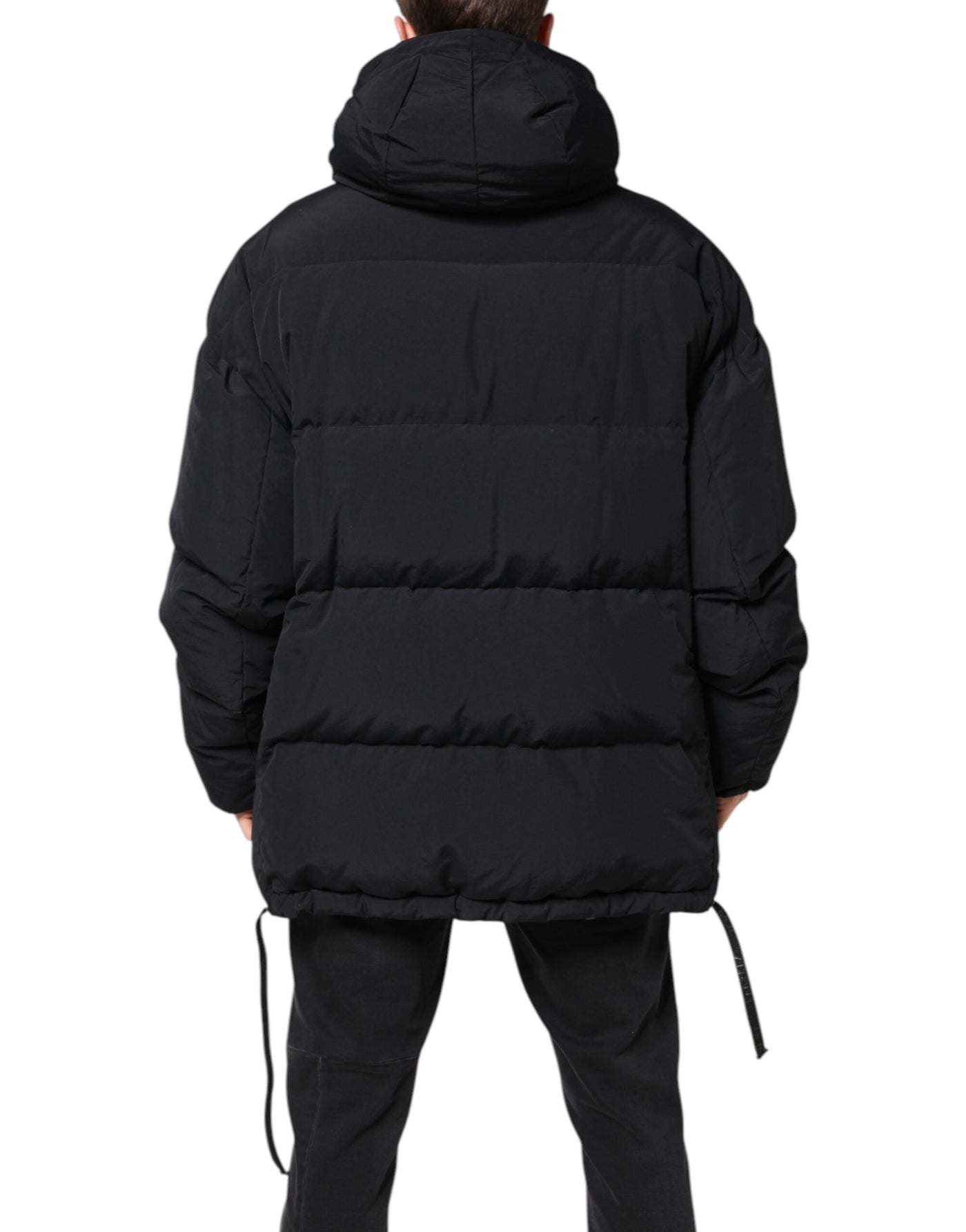Parka à capuche zippée en nylon noir Dolce &amp; Gabbana
