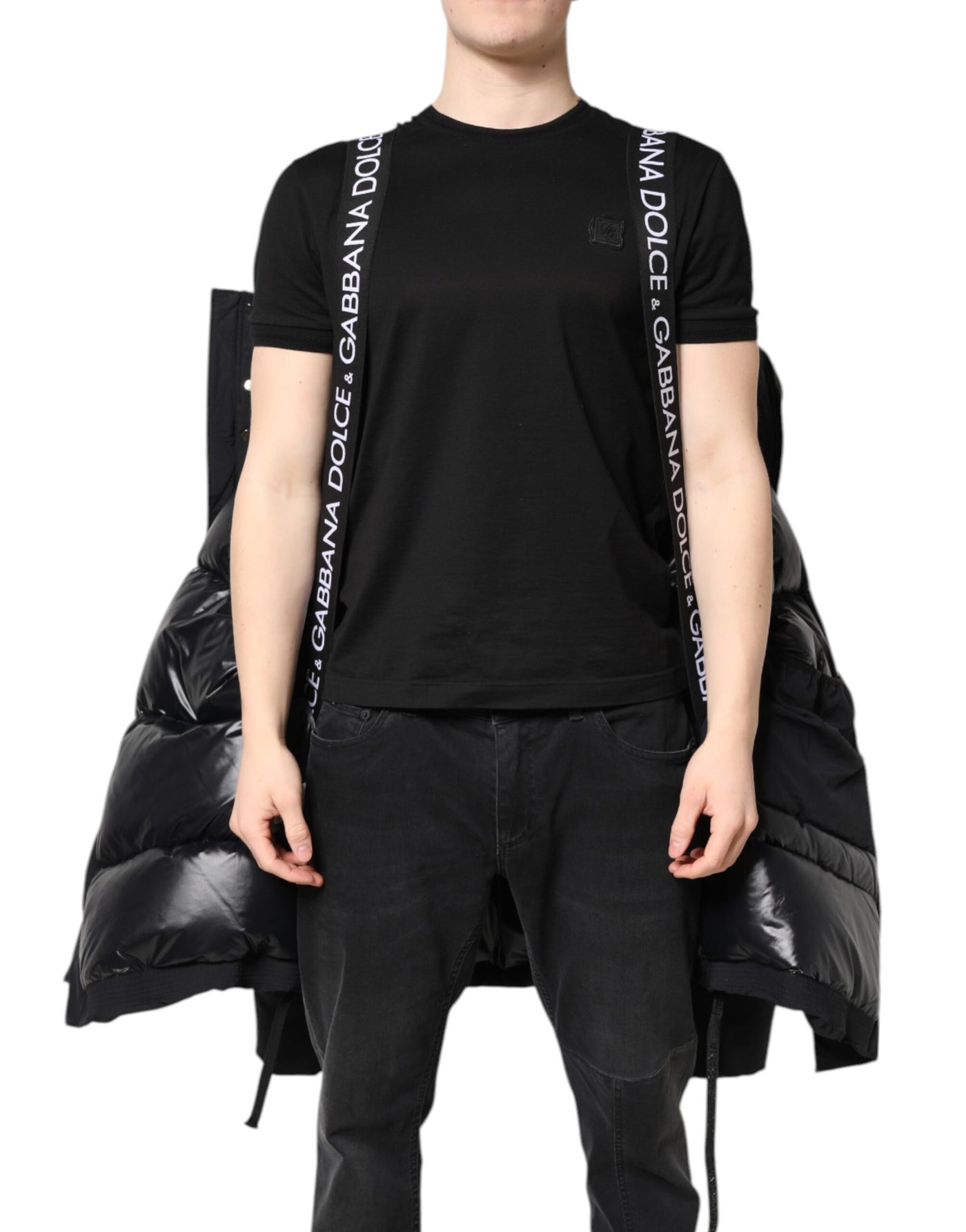 Parka à capuche zippée en nylon noir Dolce &amp; Gabbana