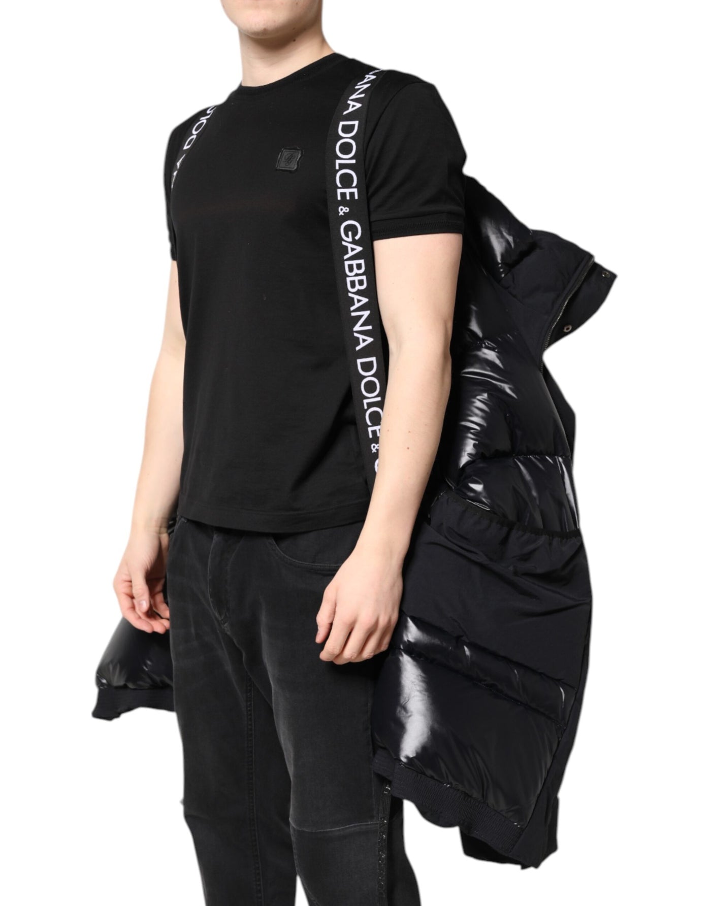 Parka à capuche zippée en nylon noir Dolce &amp; Gabbana