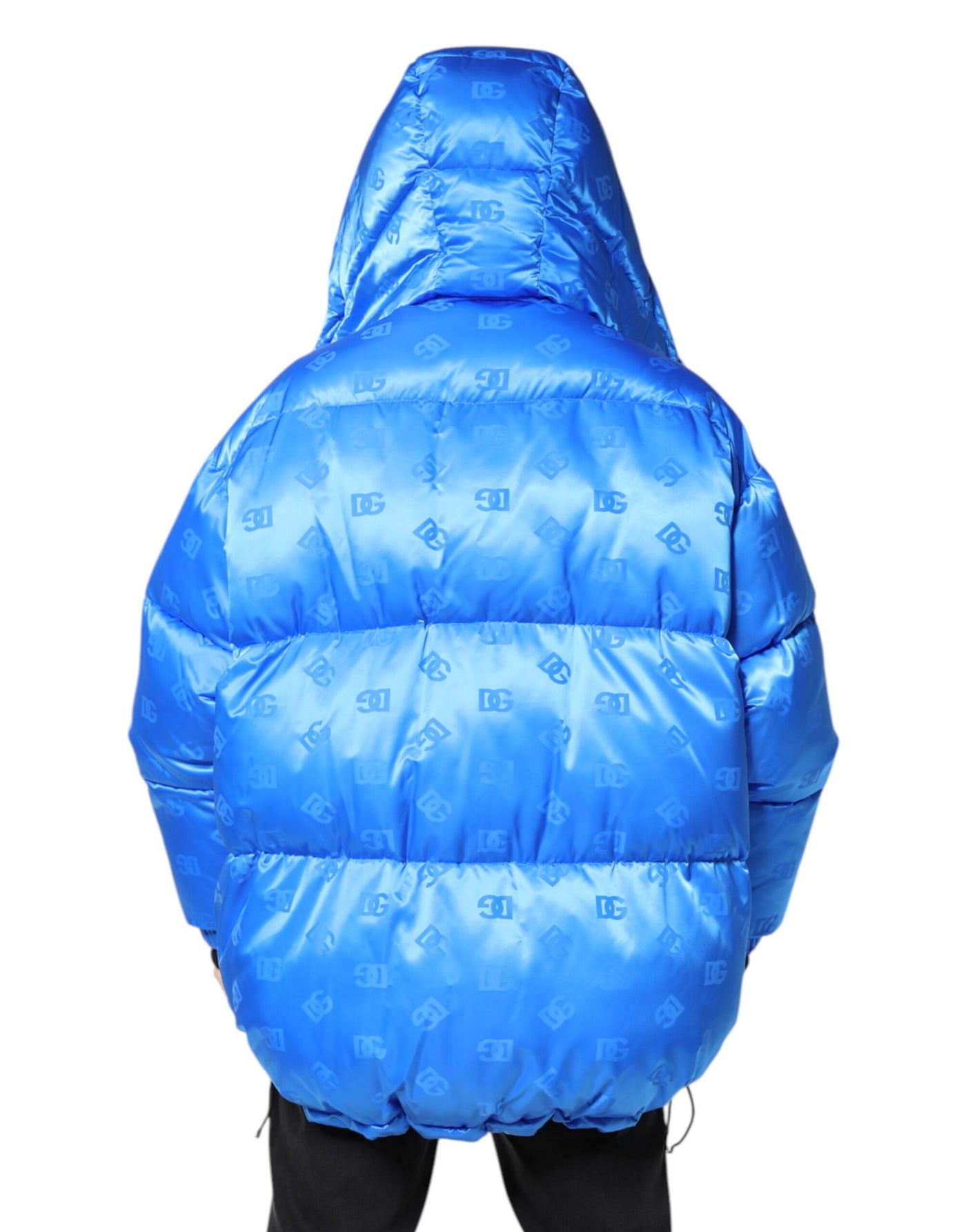 Veste matelassée à capuche entièrement zippée avec logo bleu Dolce &amp; Gabbana