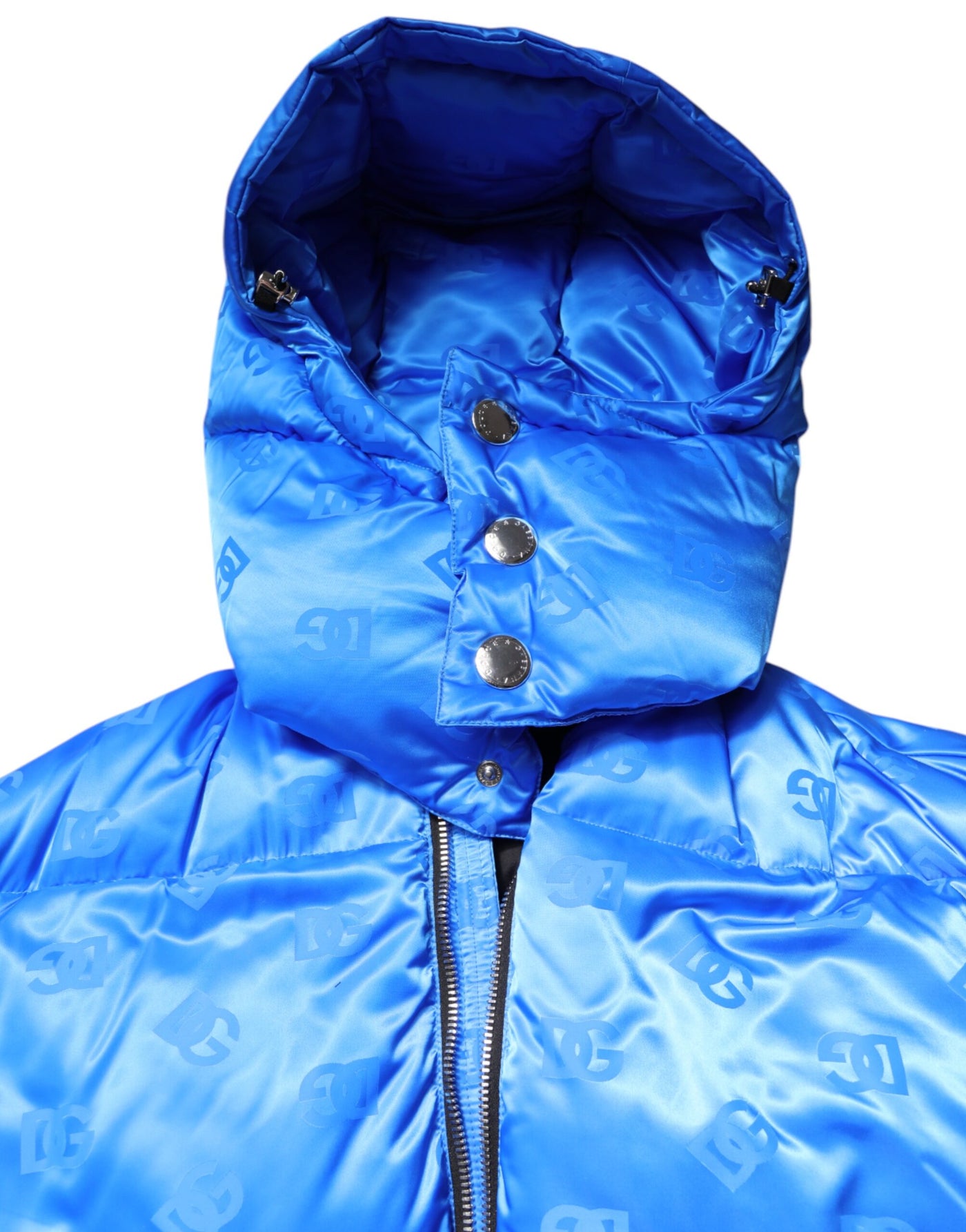Veste matelassée à capuche entièrement zippée avec logo bleu Dolce &amp; Gabbana