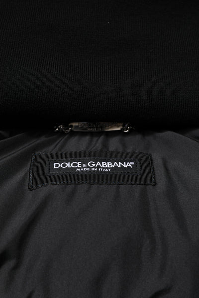 Veste matelassée à capuche entièrement zippée avec logo bleu Dolce &amp; Gabbana
