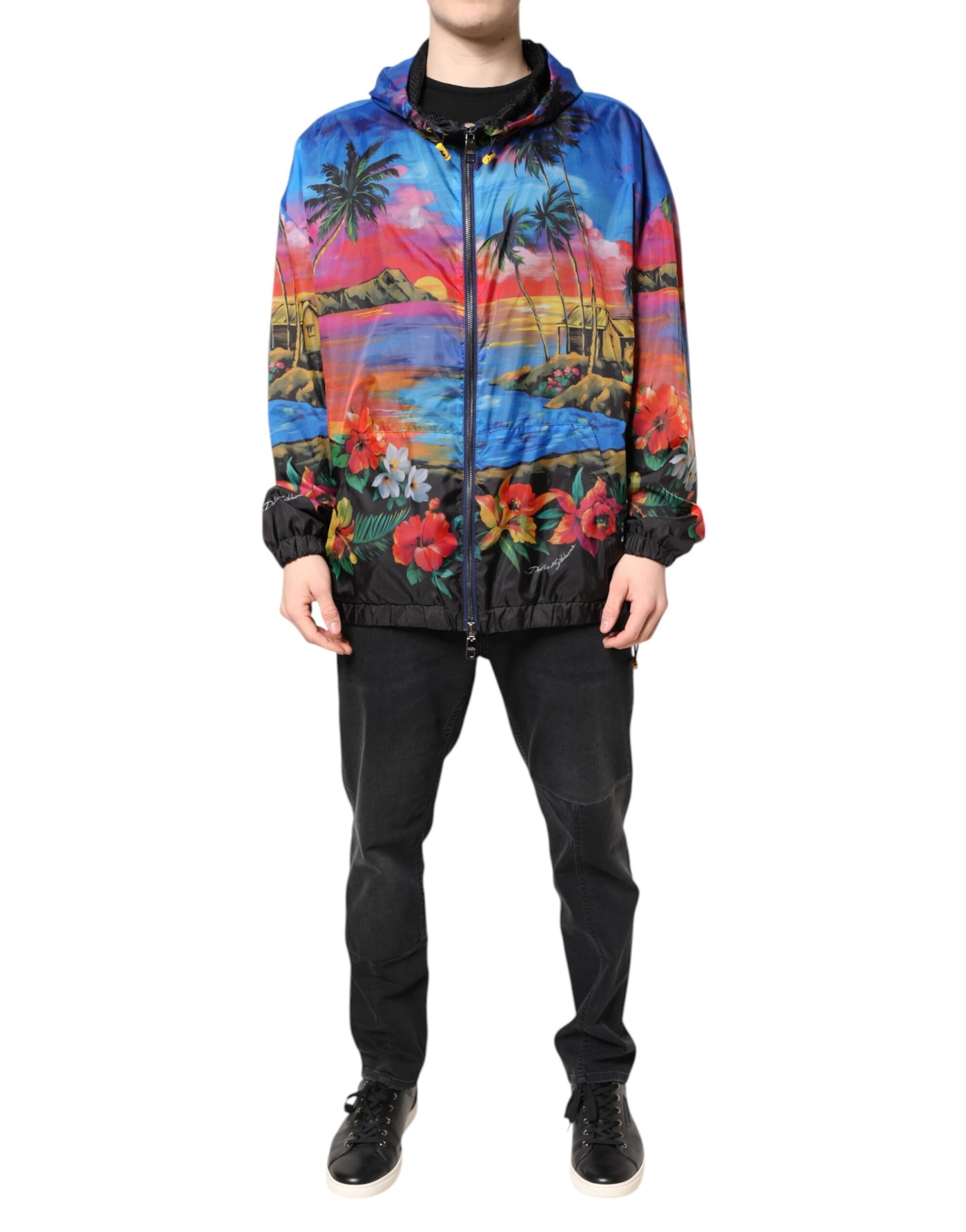 Dolce &amp; Gabbana Multicolor Print Windjack met Capuchon